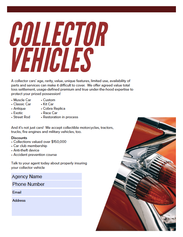 Collector Vehicle Marketing Sheet